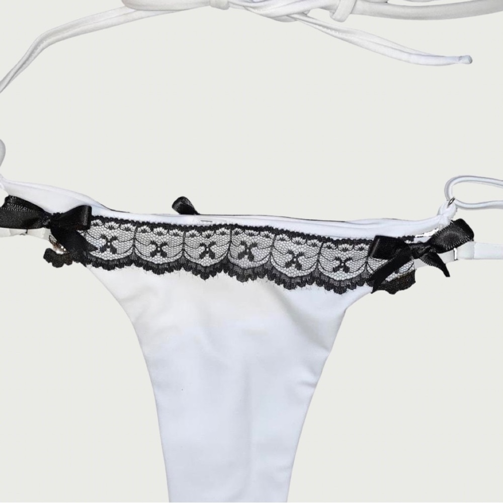 White adjustable strap lace & bow bikini by me - Picture 5 of 5